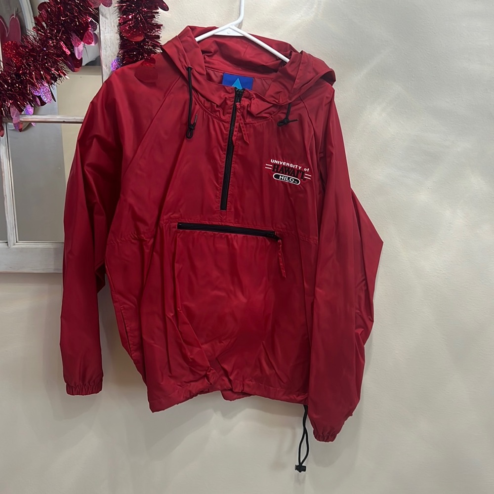 Red windbreaker University of Hawaii Hilo